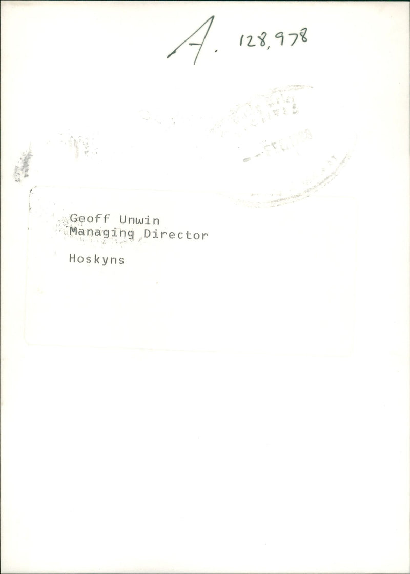 Geoff Unwin Musician. - Vintage Photograph