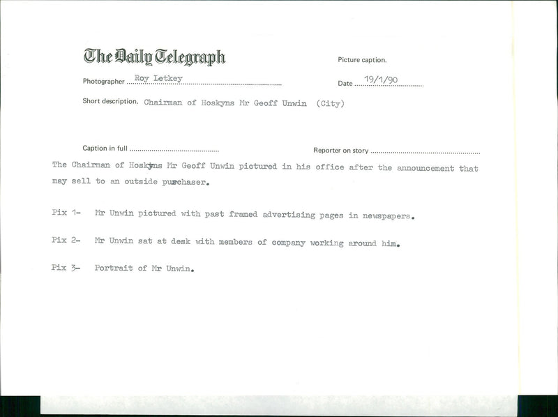 Geoff Unwin Musician. - Vintage Photograph