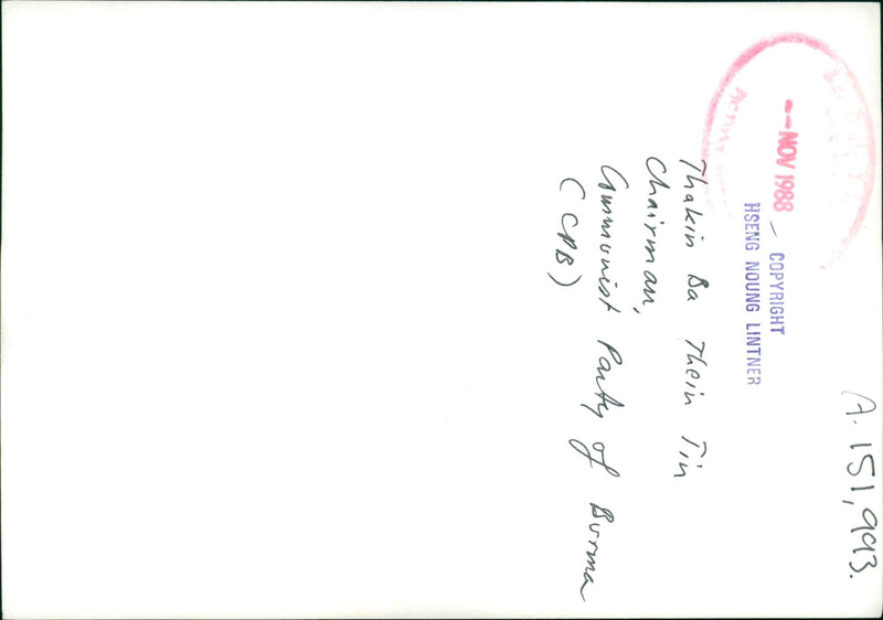 Thakin Ba Thein Tin. - Vintage Photograph