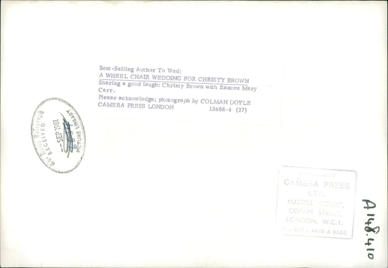 Christy Brown Irish writer. - Vintage Photograph