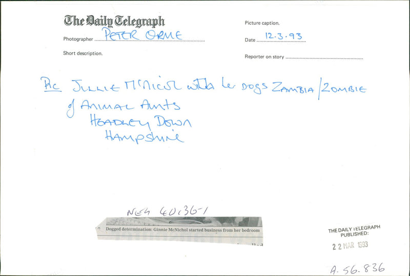 Ginnie McNichol. - Vintage Photograph