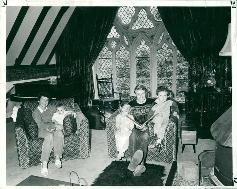 Mr. Alan Davies and his wife Rosemary and their three children. - Vintage Photograph