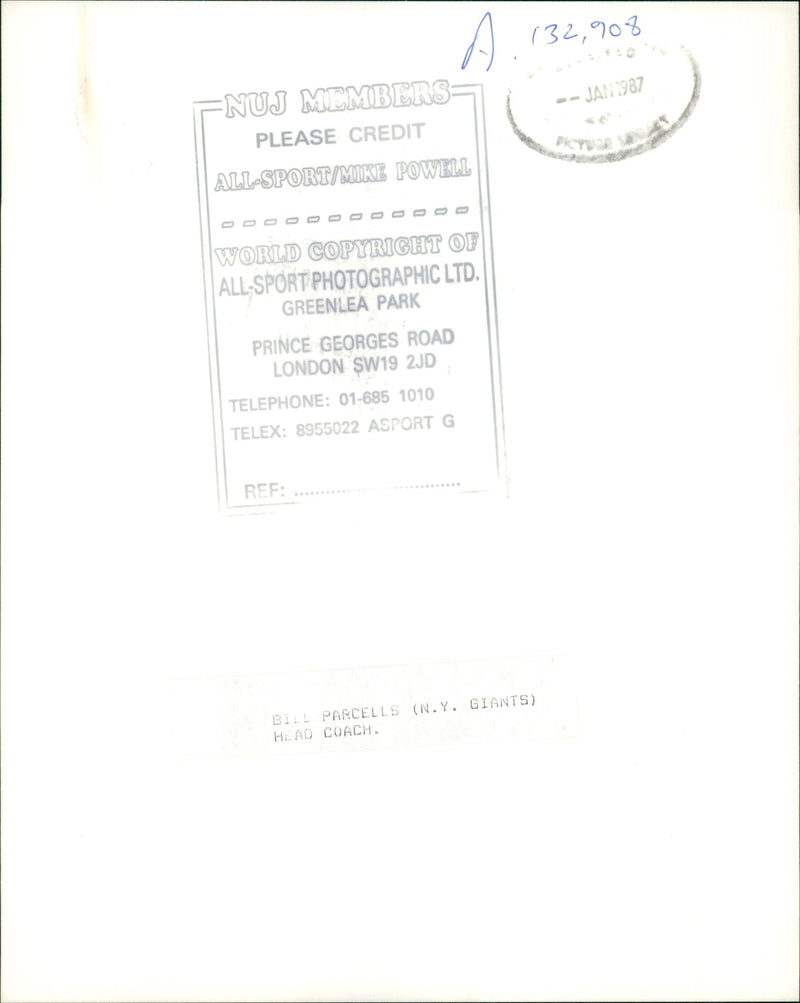 Bill Parcells American football coach - Vintage Photograph