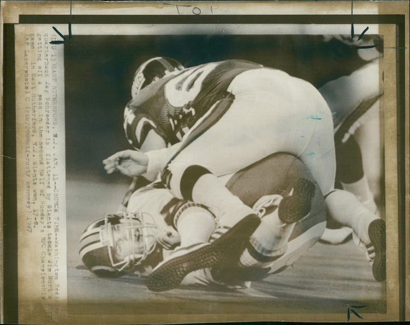 Jay Schroeder American football player:down and out. - Vintage Photograph