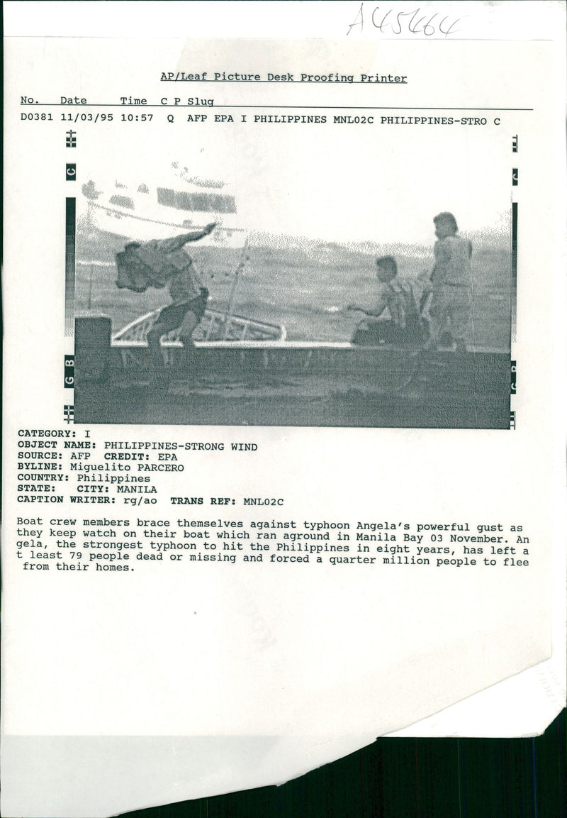 Phillipines storm damages super typhoon angela. - Vintage Photograph