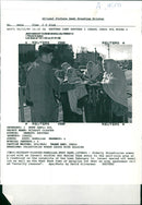 West Bank:Elderly Palestinian women with an Israeli soldier. - Vintage Photograph