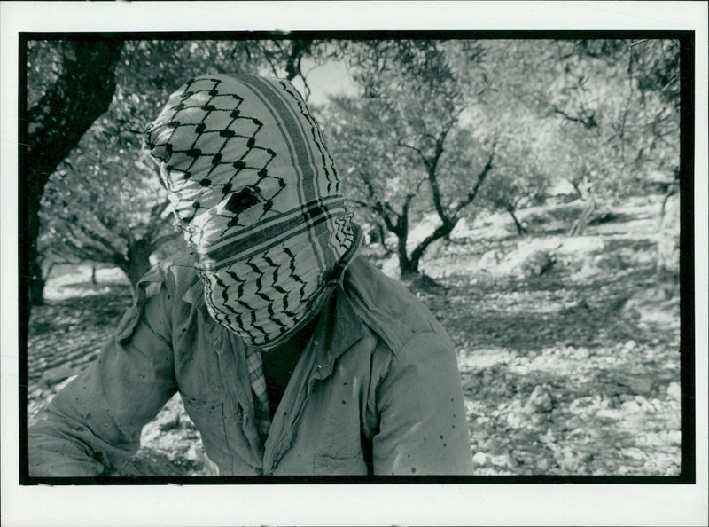 Masked Palestinian Youth. - Vintage Photograph