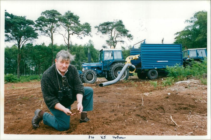 RSPB warden Bryan pickess at their nature reserve near poole harbour. - Vintage Photograph