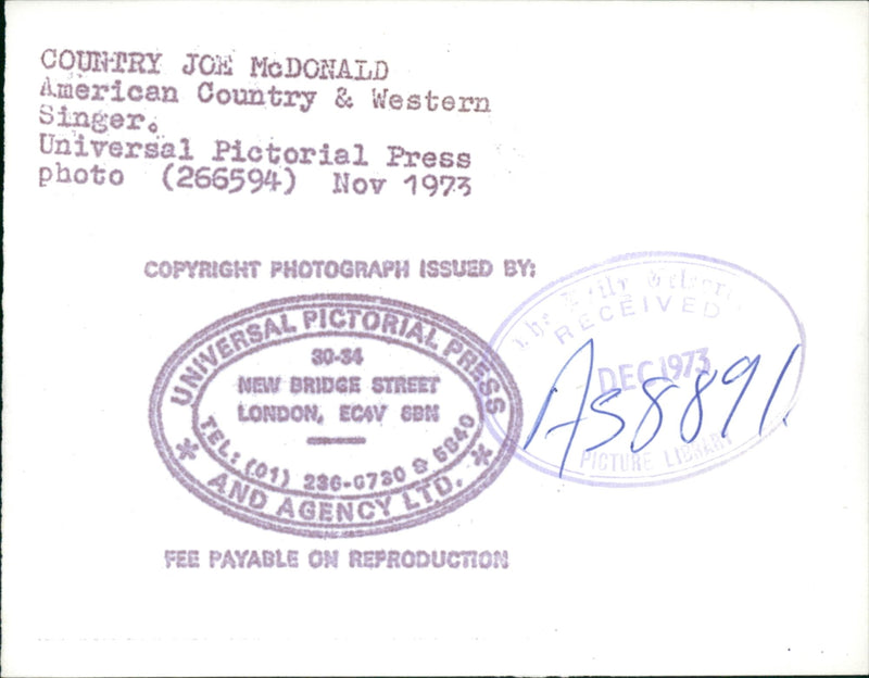 Country Joe McDonald American musician. - Vintage Photograph