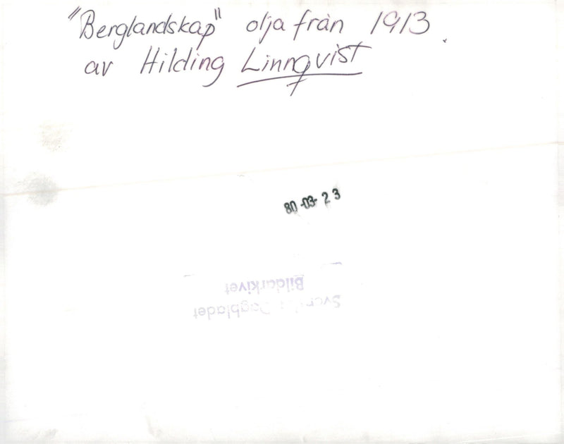 "Mountain Landscape", oil painting from 1913 by Hilding Linnqvist - Vintage Photograph