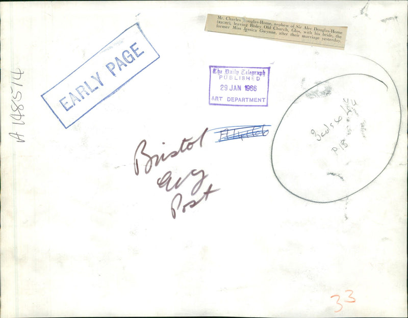 Charles Douglas-Home Journalist,Mr charles douglas home nephew of sir alec douglas home with his bride miss jessica Gwynne. - Vintage Photograph