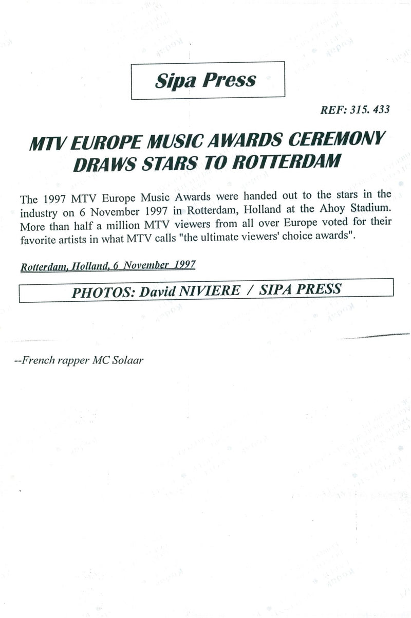 MC Solaar at the MTV Europe Music Awards ceremony in Rotterdam - Vintage Photograph