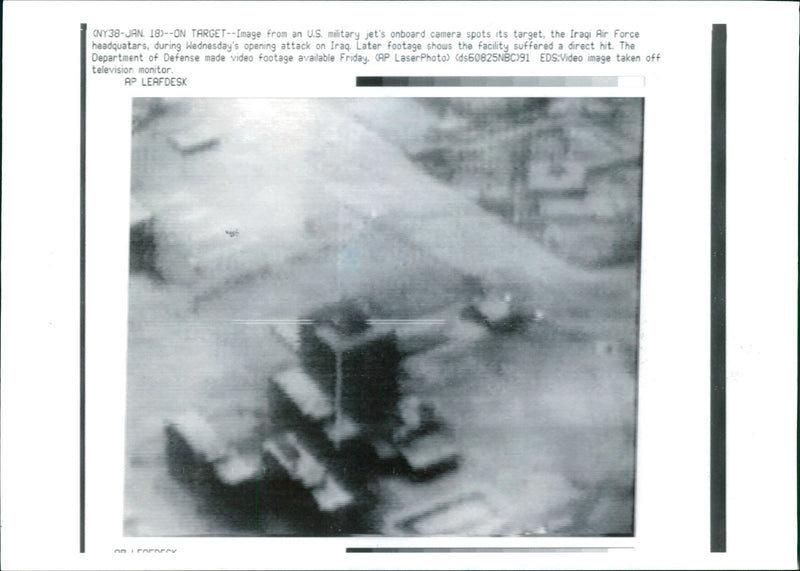 Iraq bombing;image from an us military jets on board camera spots its target. - Vintage Photograph