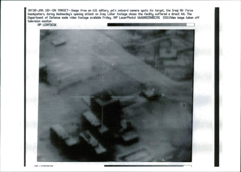 Iraq bombing: image from us military  jets on board camera spots. - Vintage Photograph