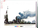 Iraq bombing:smoke rises fom the ministry defence. - Vintage Photograph