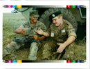 Ukraine: A Ukrainian and an American soldier. - Vintage Photograph