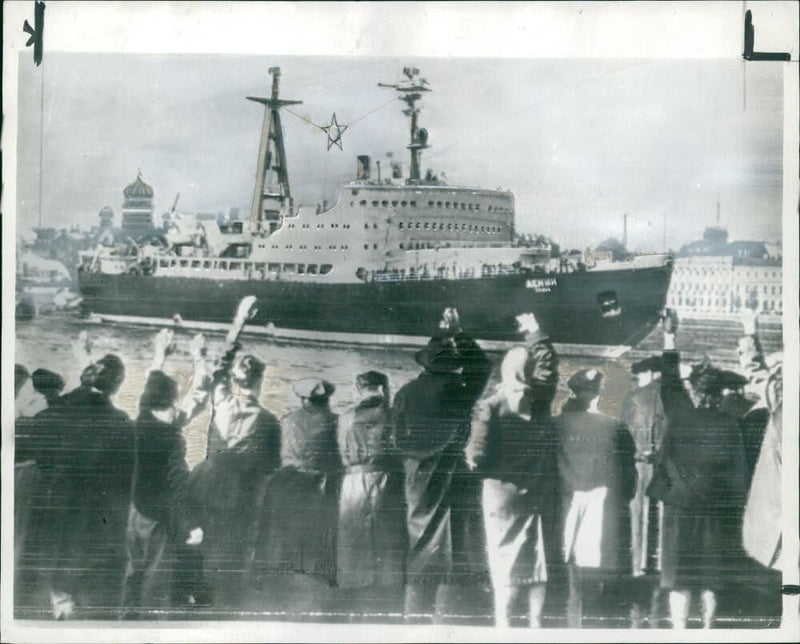 Ship lenin:Towed into river. - Vintage Photograph