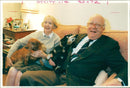 Pensions: Elder couple with some dogs. - Vintage Photograph