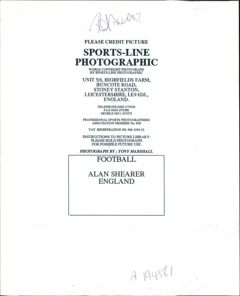 shearer alan:football alan shearer england. - Vintage Photograph