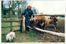 Animal,Cattle:Mrs Brian Robinson with her prize Jerseys. - Vintage Photograph