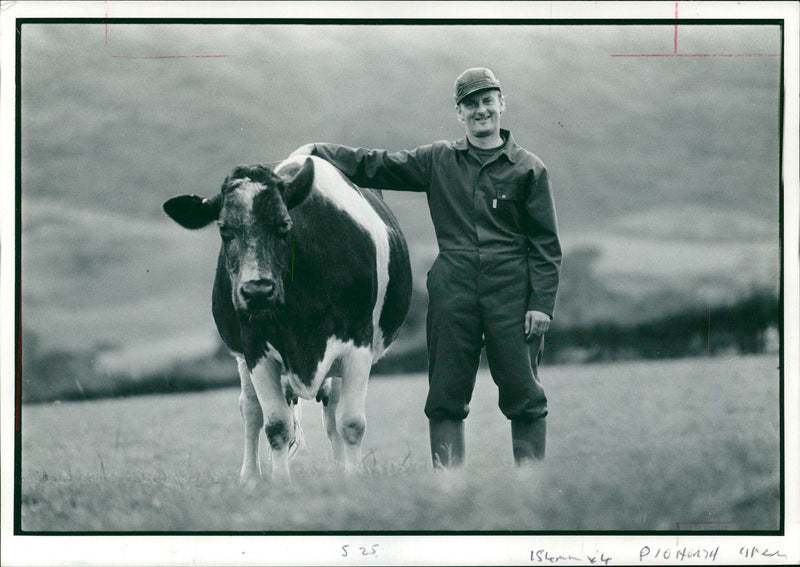 Animal,Cattle:Lucinda with Mr Smith. - Vintage Photograph