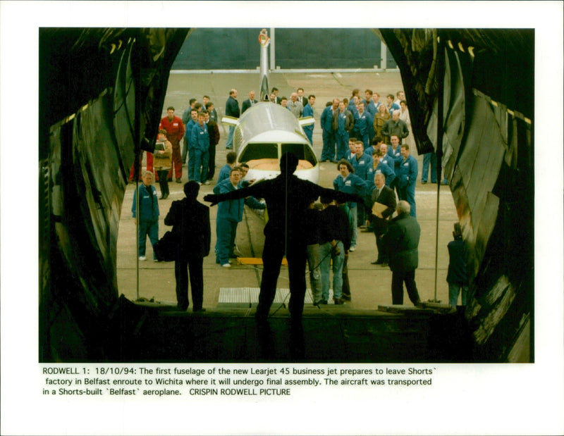 Aircraft Learjet,The first fuselage of the new learjet 45 business jet. - Vintage Photograph