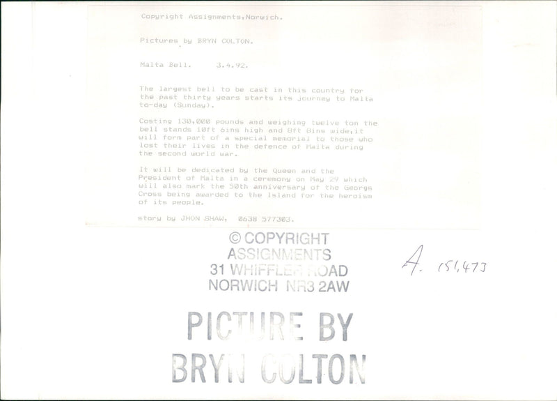 Bell Musical instrument: - Vintage Photograph