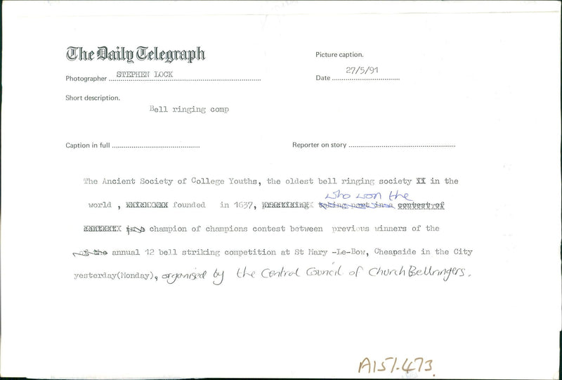 Bell Musical instrument:bell ringing comp. - Vintage Photograph