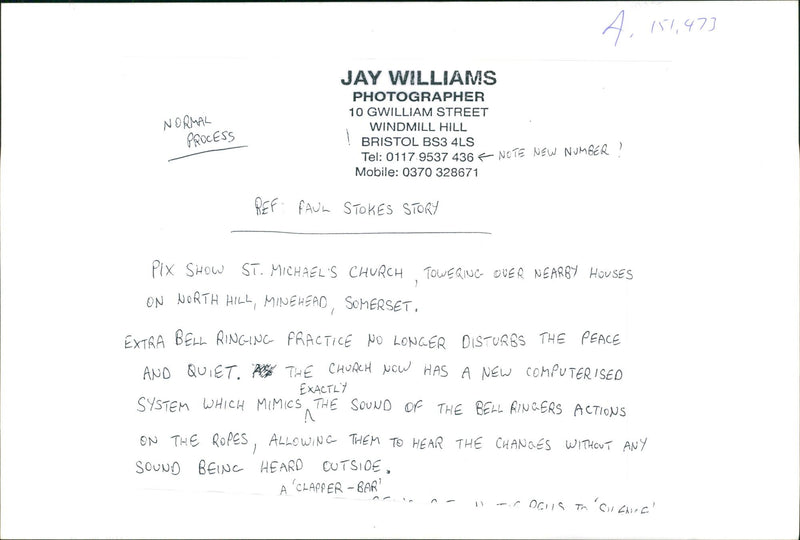 Bell Musical instrument:St Michaels Church. - Vintage Photograph