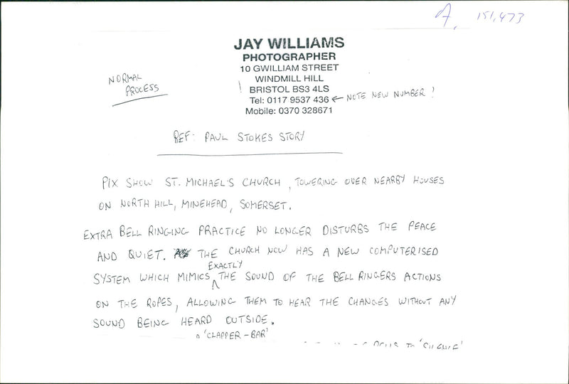 Bell Musical instrument:St michaels church. - Vintage Photograph