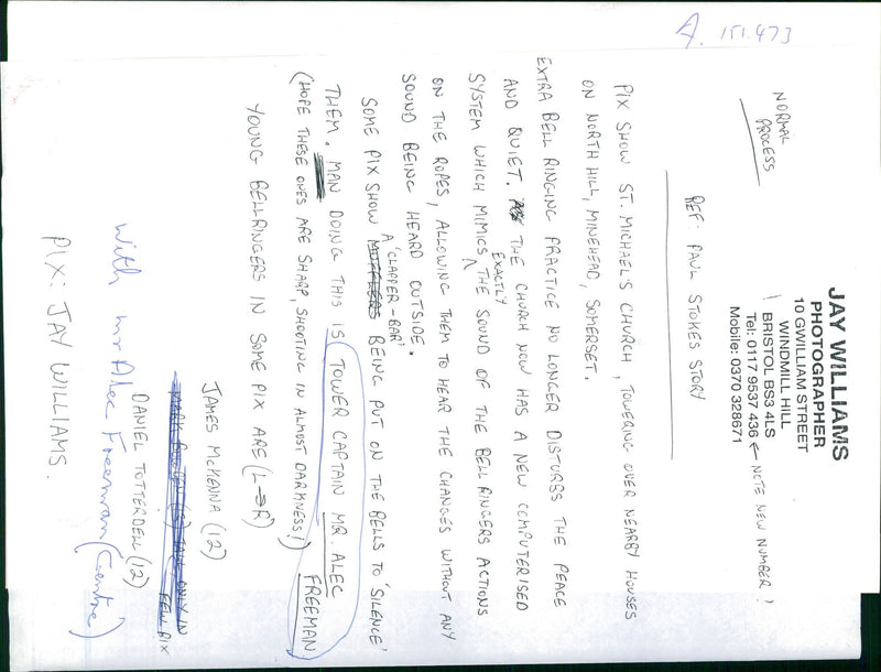 Bell Musical instrument:The tower captain Mr alec. - Vintage Photograph