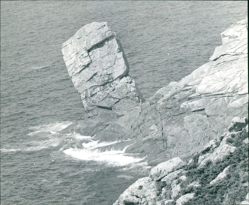 France,Brittany: Eroded rocks. - Vintage Photograph