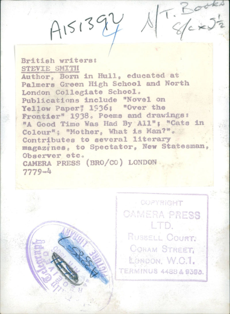 Stevie Smith Poet. - Vintage Photograph