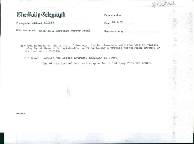 Stephen K Lawrence Murder Trial - Vintage Photograph