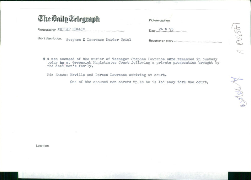 Stephen K Lawrence Murder trial. - Vintage Photograph