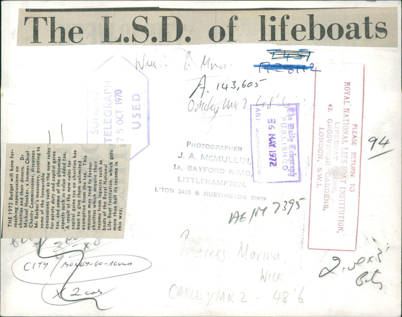 Lifeboat Shipboard:The L.S.D of lifeboats. - Vintage Photograph