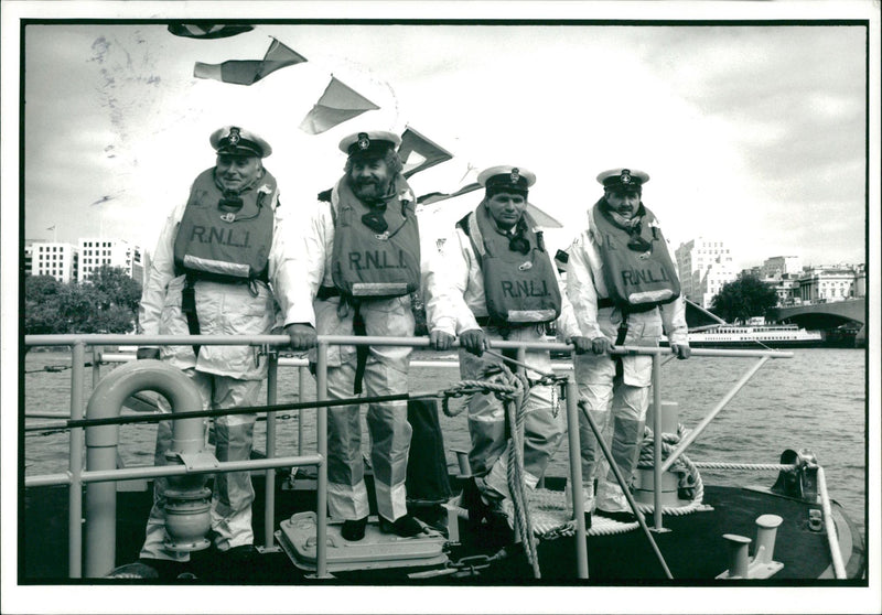 Lifeboat Shipboard:Alan Thomas,Tenby Silver and Helman Dave. - Vintage Photograph