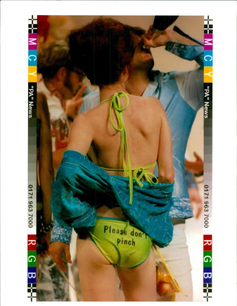 Fashion:This line green by bikini with the cheeky. - Vintage Photograph