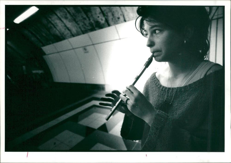 Buskers:music on london under ground takes on a classical. - Vintage Photograph