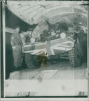 Cyprus gen views:a flag draped armoured car - Vintage Photograph