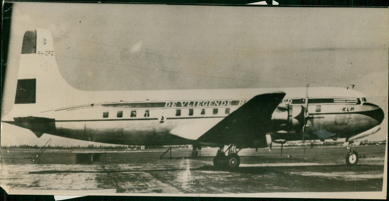 A Douglas DC-6B airliner crashed in the sea in 1954 - Vintage Photograph