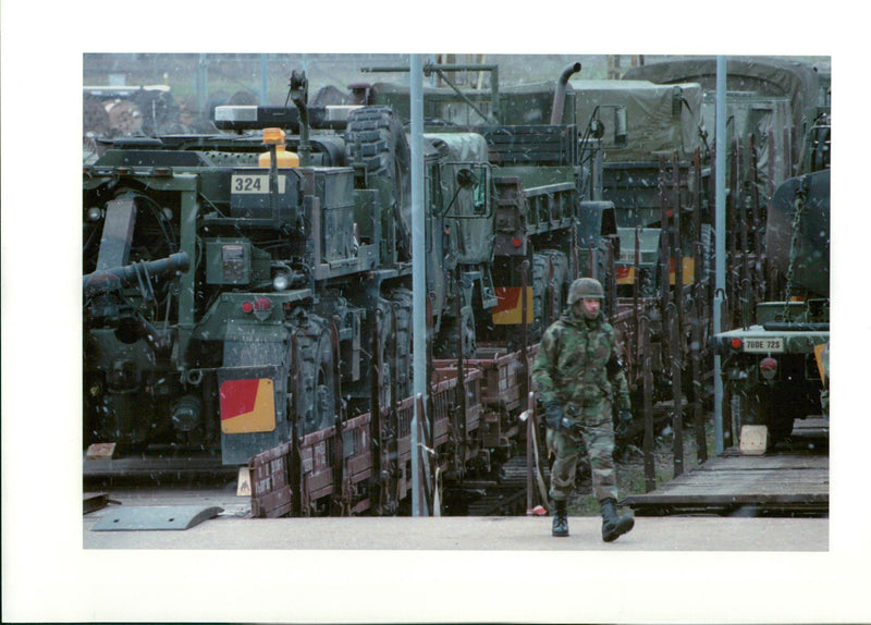 Bosnian War Armed conflict:elements of the US army. - Vintage Photograph