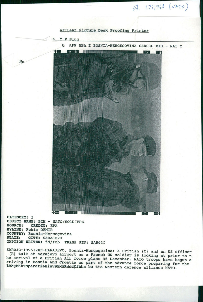 Bosnian War Armed conflict:A british Us officer soldier. - Vintage Photograph