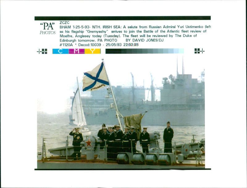a salute from russian admiral. - Vintage Photograph