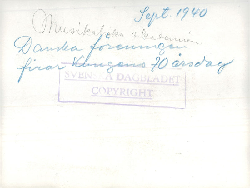 The Danish Association celebrates King Christian's 70th anniversary at the Musical Academy - Vintage Photograph