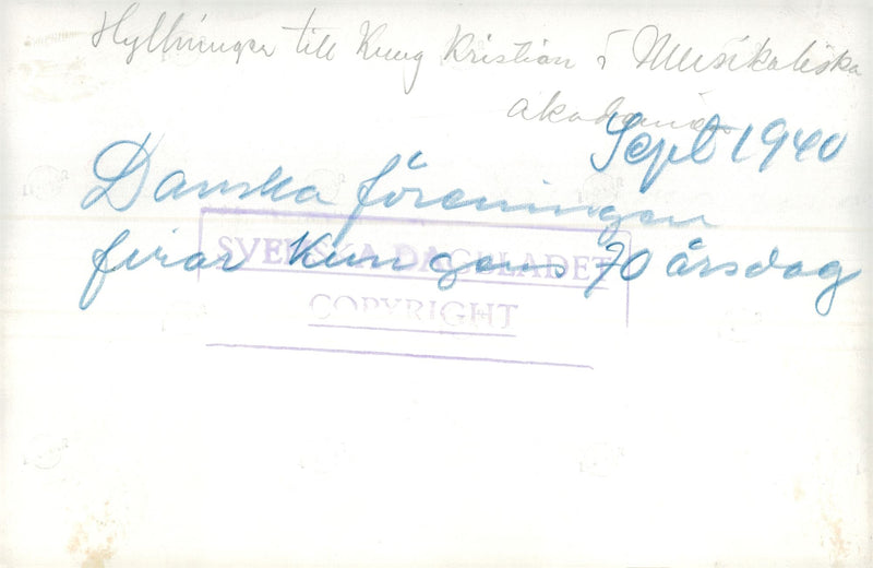 The Danish Association celebrates King Christian's 70th anniversary in the Musical Academy - Vintage Photograph