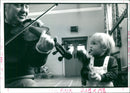 Musical instruments violine:children learning music - Vintage Photograph