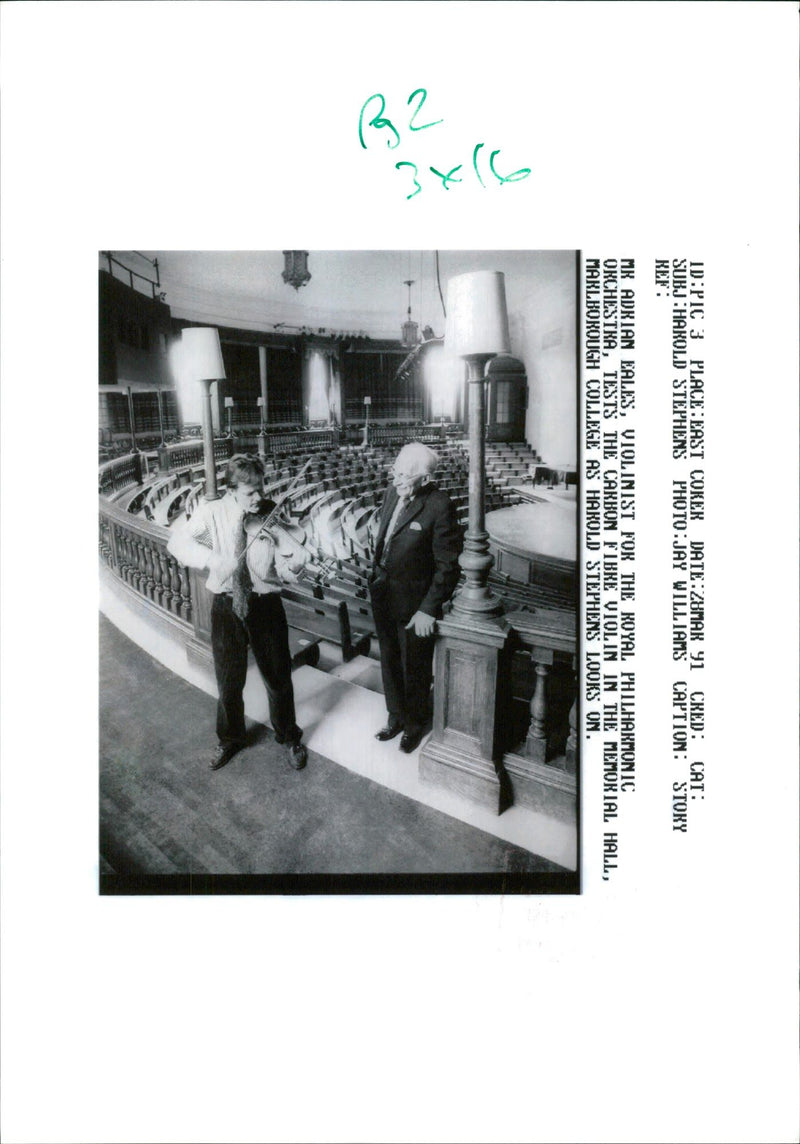 Musical instruments violine:mr eales tests the new violin - Vintage Photograph