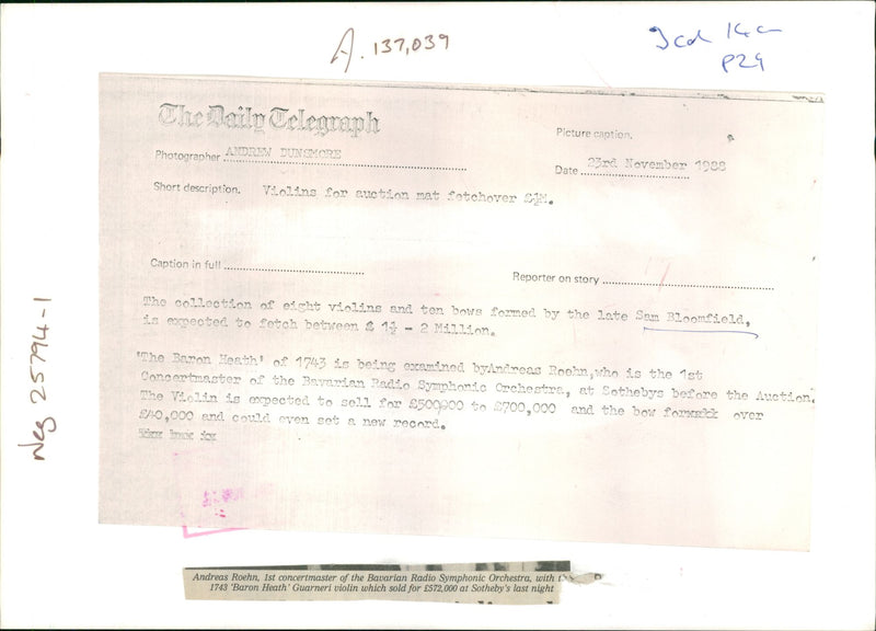 Musical instruments violine:the collections of eight violins - Vintage Photograph