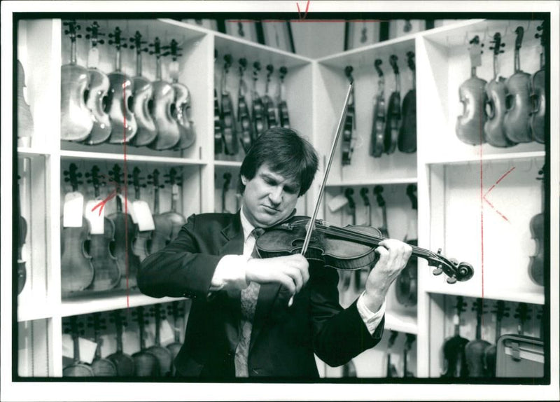 Musical instruments violine:the collections of eight violins - Vintage Photograph
